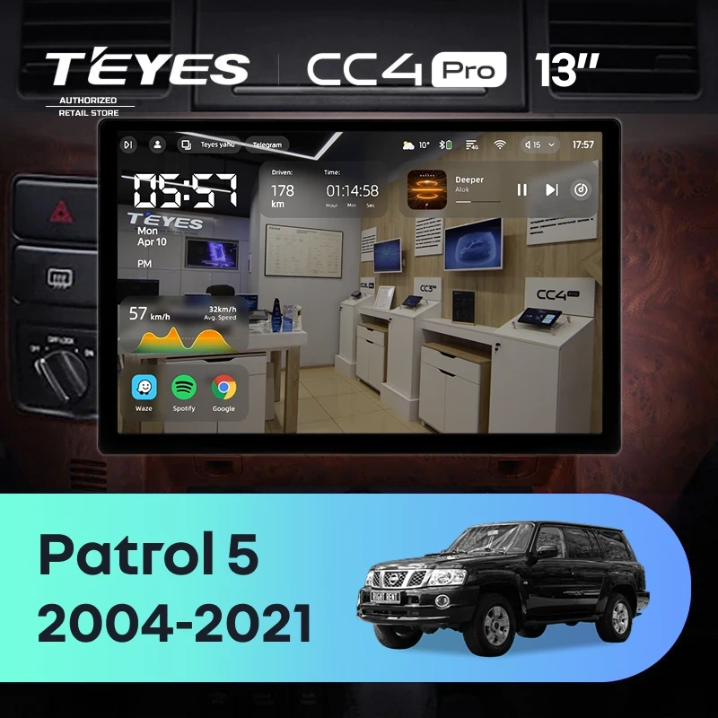 Штатная магнитола Teyes CC4 Pro 8/128 Nissan Patrol V 5 Y61 (2004-2021) F3 (13")