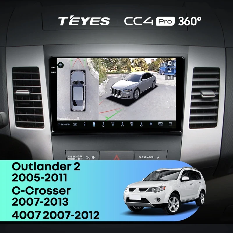 Штатная магнитола Teyes CC4 Pro 360 8/128 Mitsubishi Outlander 2 (2005-2011) F1 Тип-A