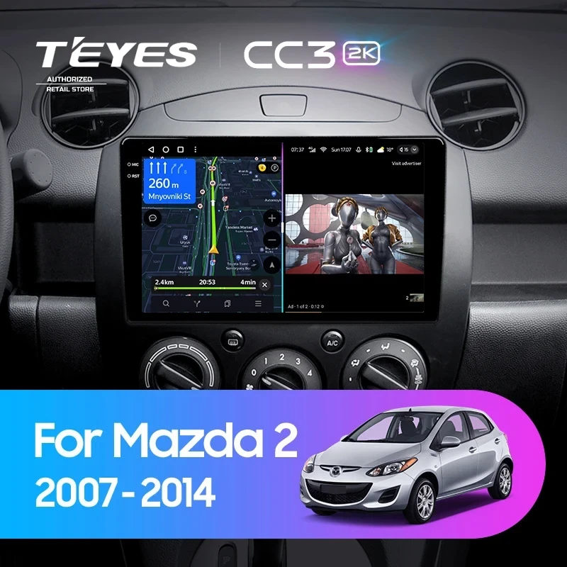 Штатная магнитола Teyes CC3 2K 360 6/128 Mazda 2 DE (2007-2014)