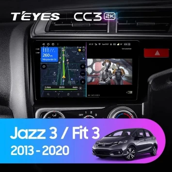 Штатная магнитола Teyes CC3 2K 360 6/128 Honda Fit 3 GP GK (2013-2020) Тип-B Правый руль