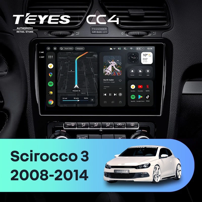 Штатная магнитола Teyes CC4 8/128 Volkswagen Scirocco (2008-2014) F1