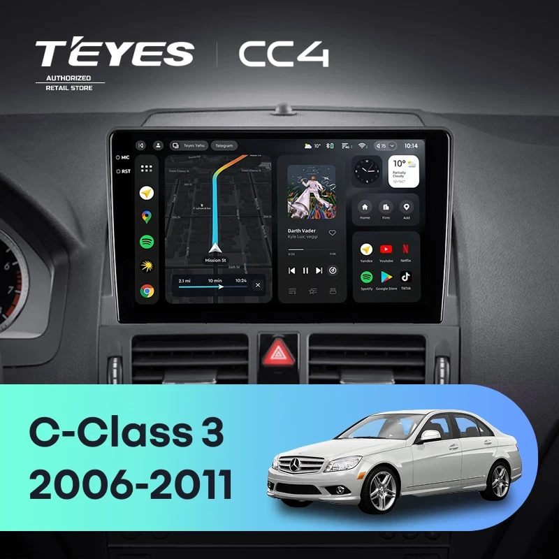 Штатная магнитола Teyes CC4 8/128 Mercedes-Benz C-Class 3 W204 S204 (2006-2011)
