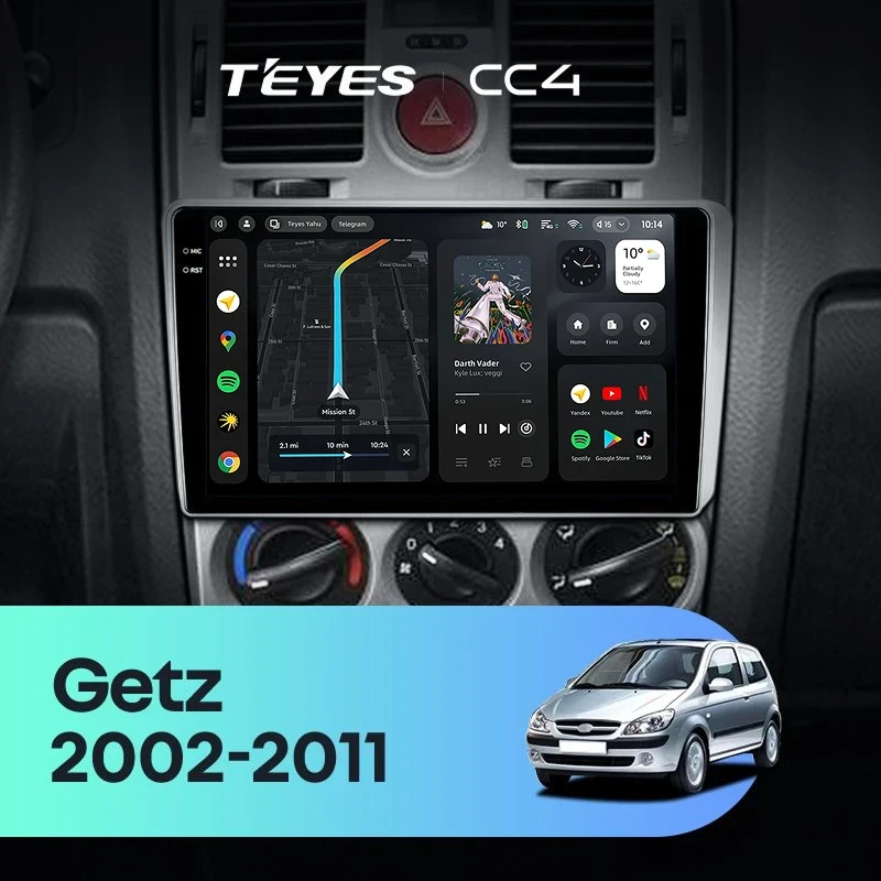 Штатная магнитола Teyes CC4 6/64 Hyundai Getz 1 (2002-2011) F1