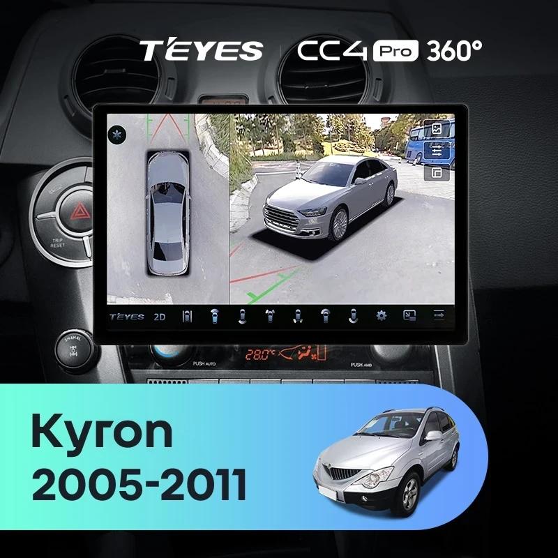 Штатная магнитола Teyes CC4 Pro 360 8/128 SsangYong Kyron (2005-2011) (13")