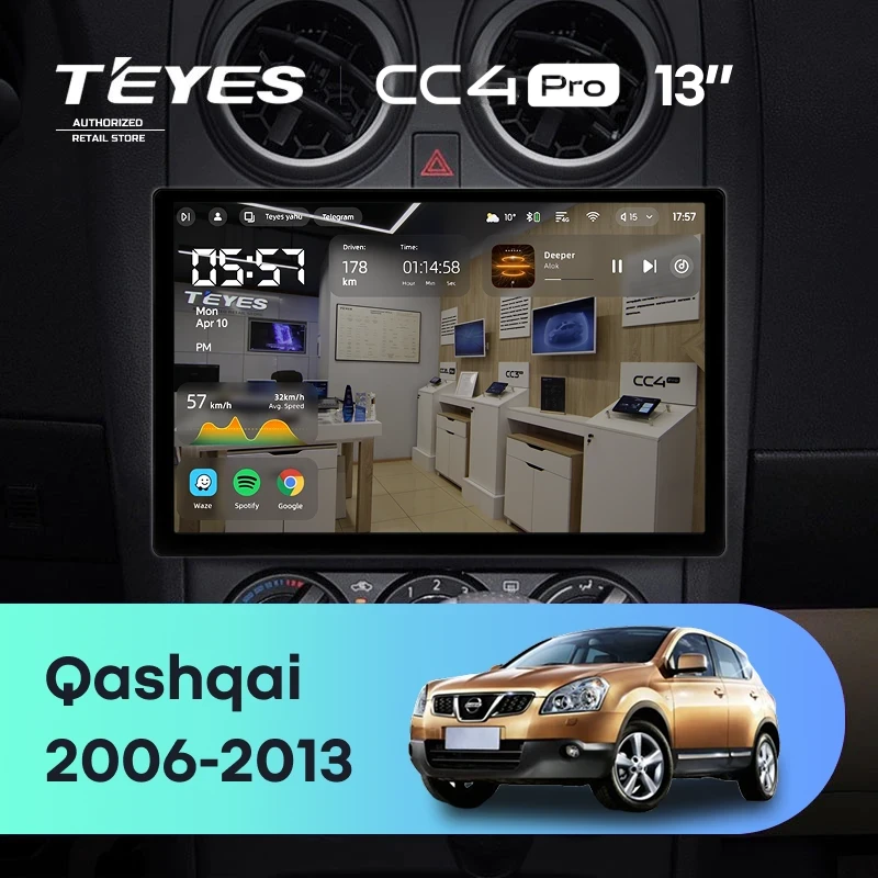 Штатная магнитола Teyes CC4 Pro 8/128 Nissan Qashqai 1 J10 (2006-2013) F1 (13")