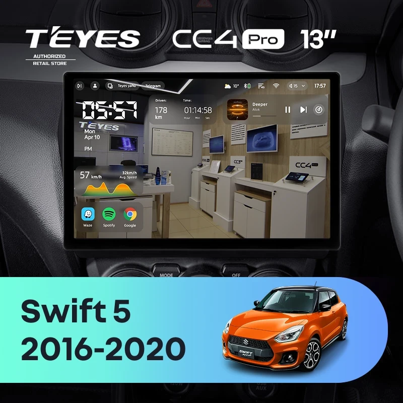 Штатная магнитола Teyes CC4 Pro 8/128 Suzuki Swift 5 (2016-2020) (13")