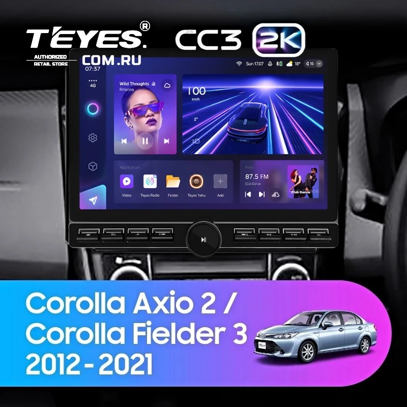 Штатная магнитола Teyes CC3 2K 6/128 Toyota Corolla Fielder 3 E160 (2012-2021) (13" с кнопками)