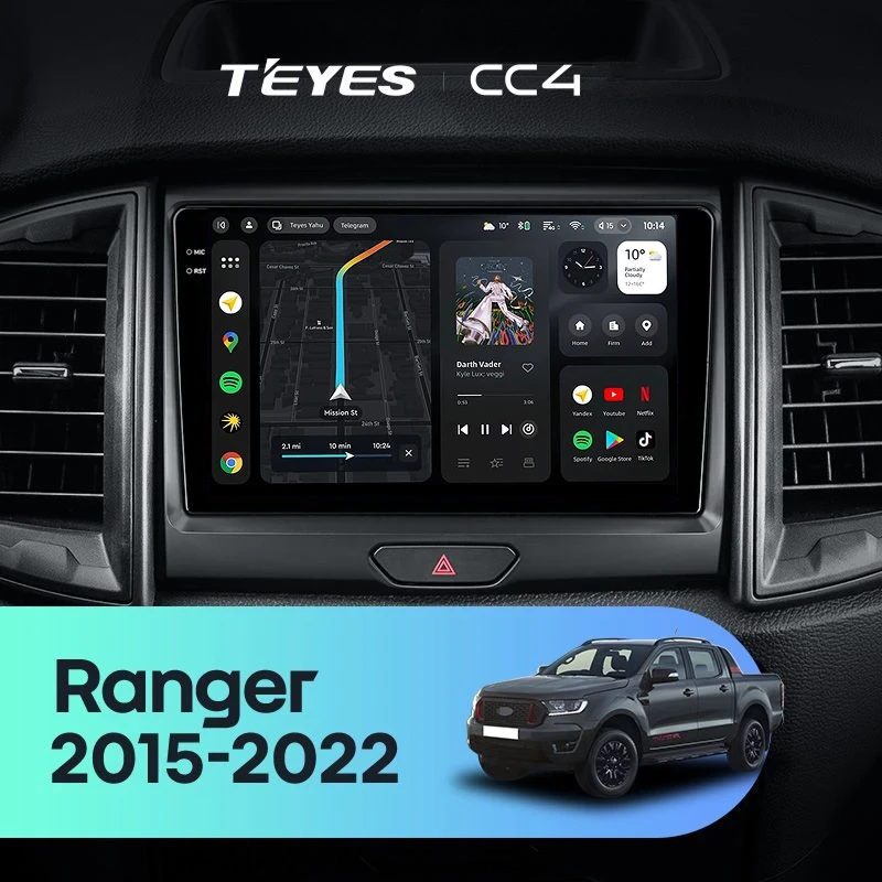 Штатная магнитола Teyes CC4 8/128 Ford Ranger P703 (2015-2022) Тип-B