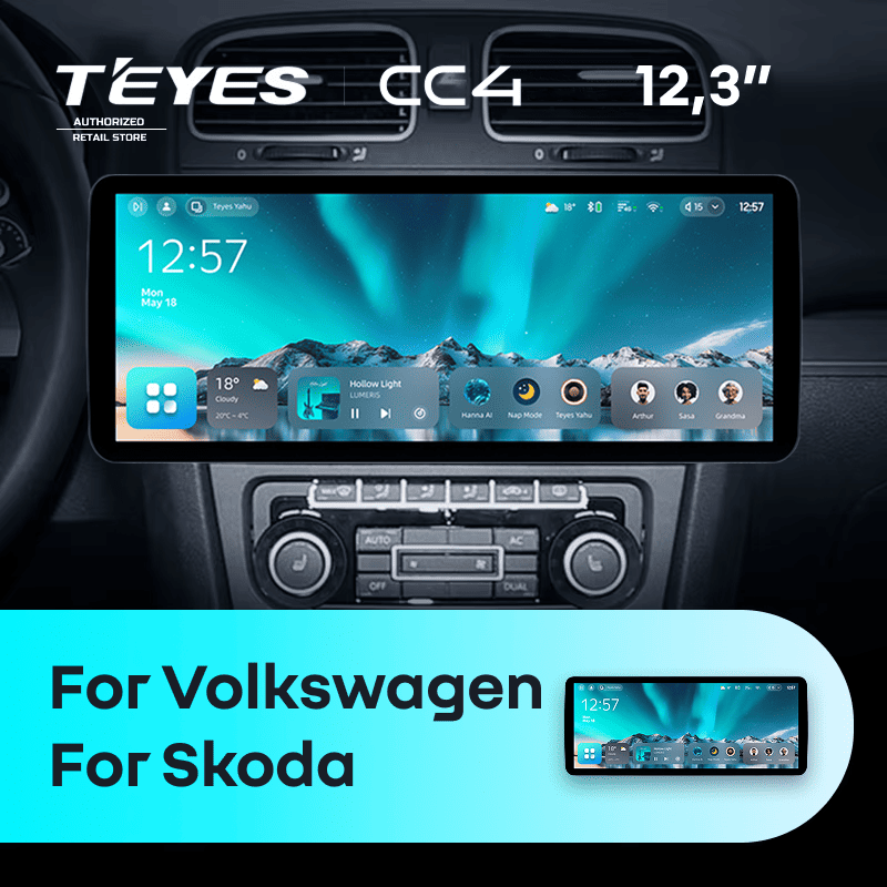 Штатная магнитола Teyes CC4 12.3" 8/128 Skoda Fabia 2 (2007-2014)