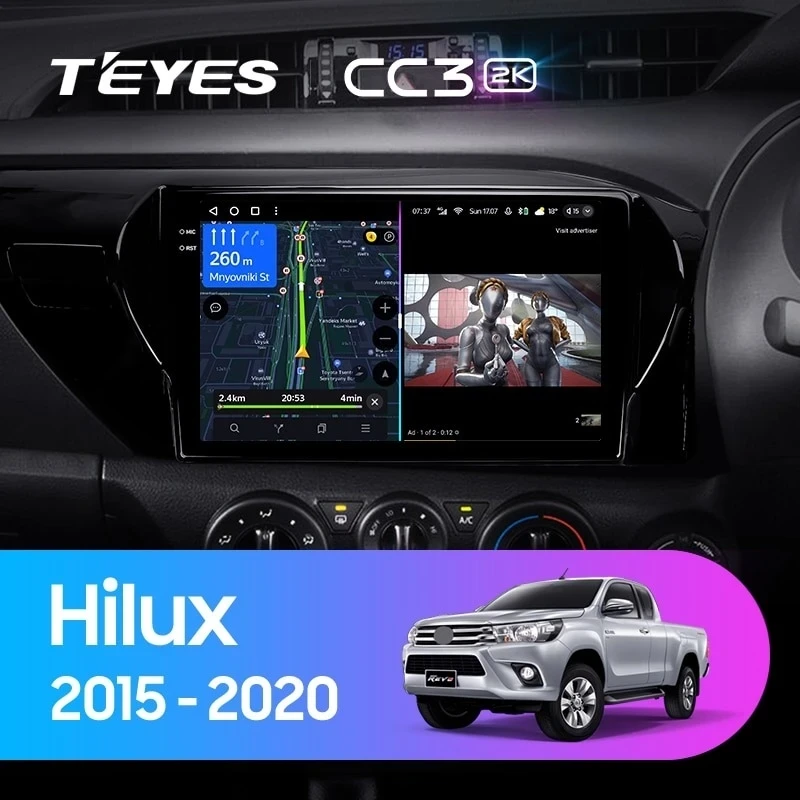 Штатная магнитола Teyes CC3 2K 360 6/128 Toyota Hilux Pick Up AN120 (2015-2020) Правый руль