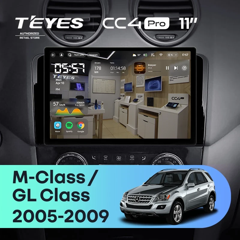 Штатная магнитола Teyes CC4 Pro 8/128 Mercedes-Benz ML-Class (2005-2009) F1 (11")