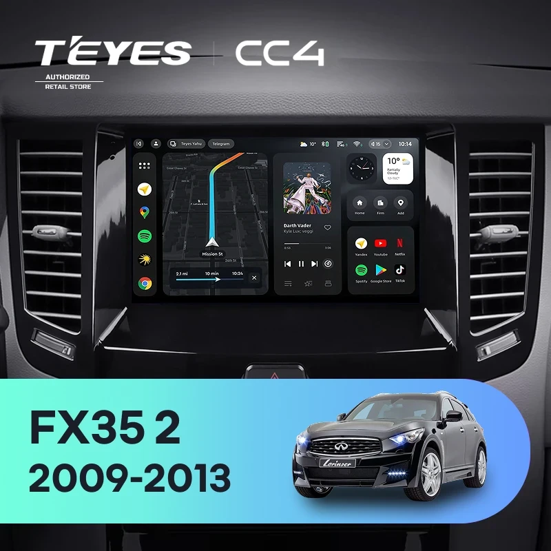 Штатная магнитола Teyes CC4 6/64 Infiniti FX35 2 (2009-2013) Тип-B
