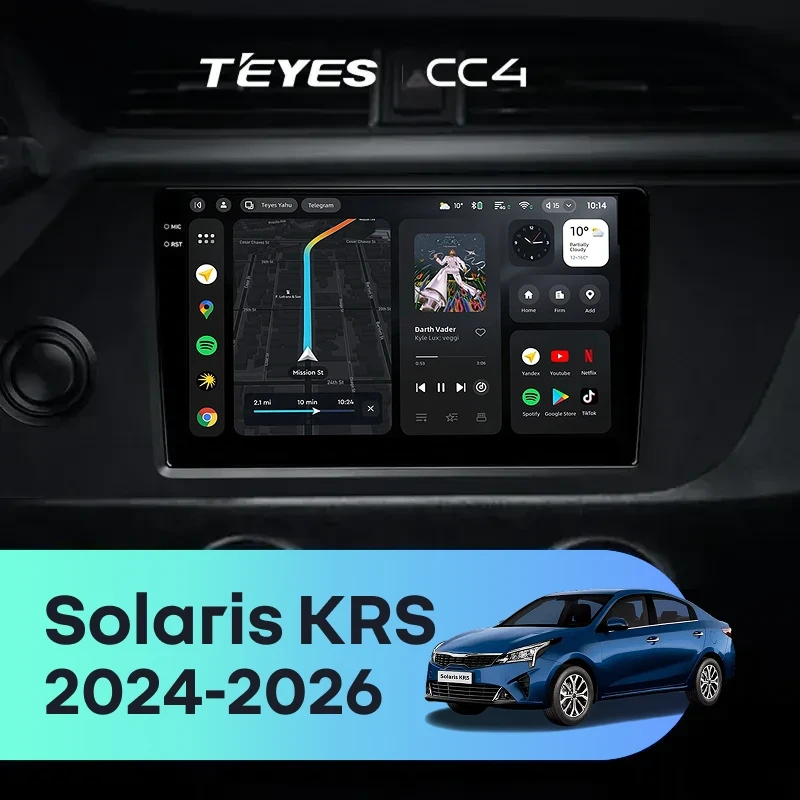 Штатная магнитола Teyes CC4 8/128 Solaris KRS (2024-2026)