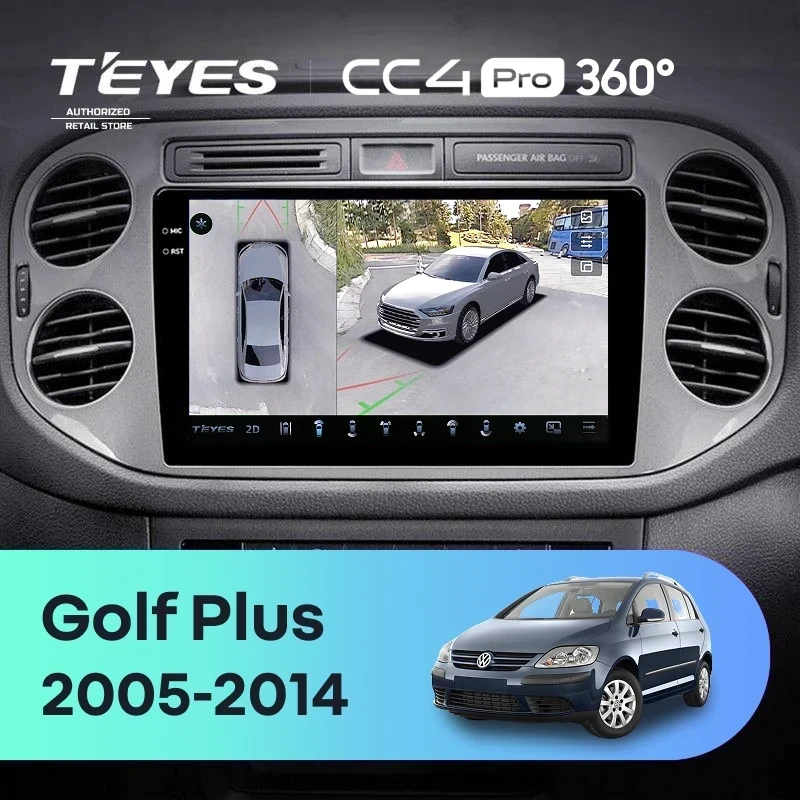Штатная магнитола Teyes CC4 Pro 360 12/256 Volkswagen Golf Plus (2005-2014) (серая) F2