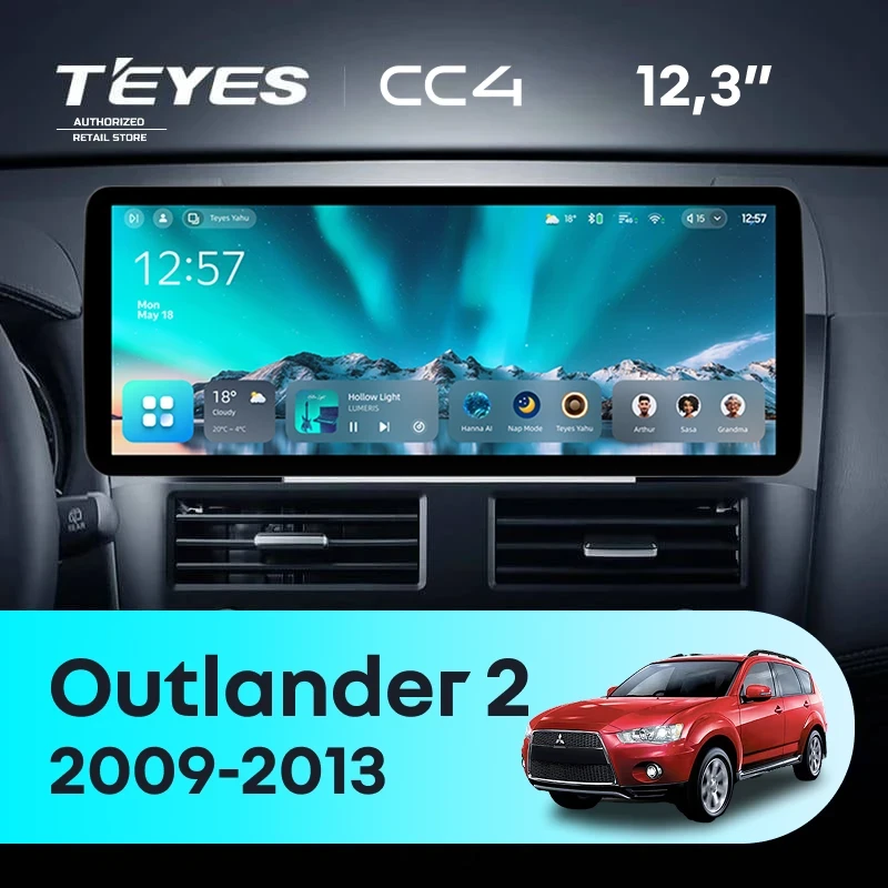 Штатная магнитола Teyes CC4 12.3" 6/64 Mitsubishi Outlander 2 CW0W (2009-2013) Тип-A