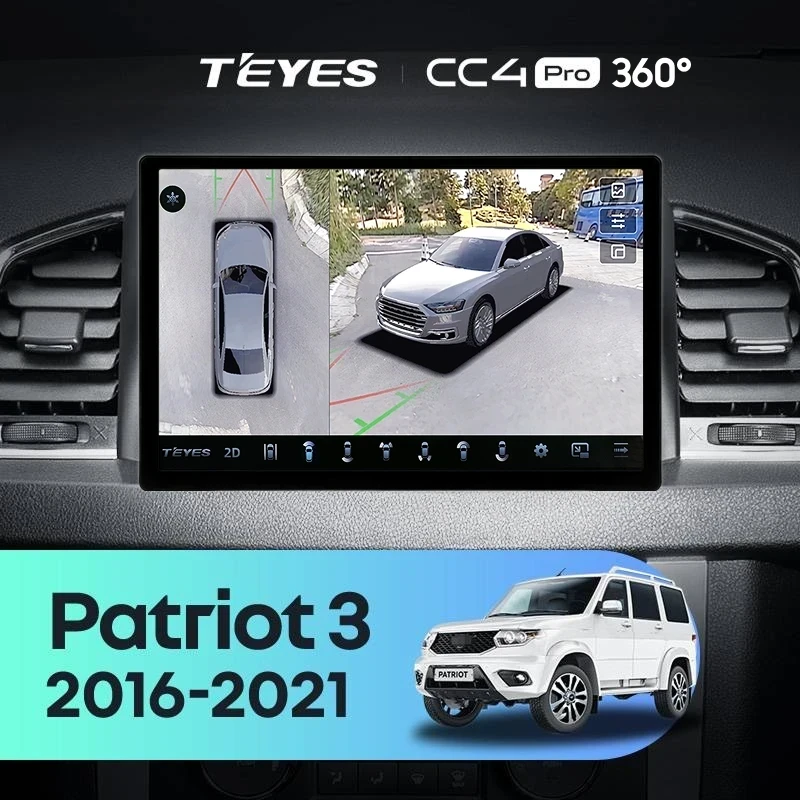 Штатная магнитола Teyes CC4 Pro 360 12/256 UAZ Patriot 3 (2016-2021) F2 (11")