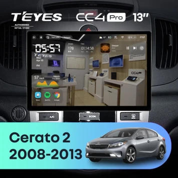 Штатная магнитола Teyes CC4 Pro 8/128 Kia Cerato 2 TD (2008-2013) F1 (13")