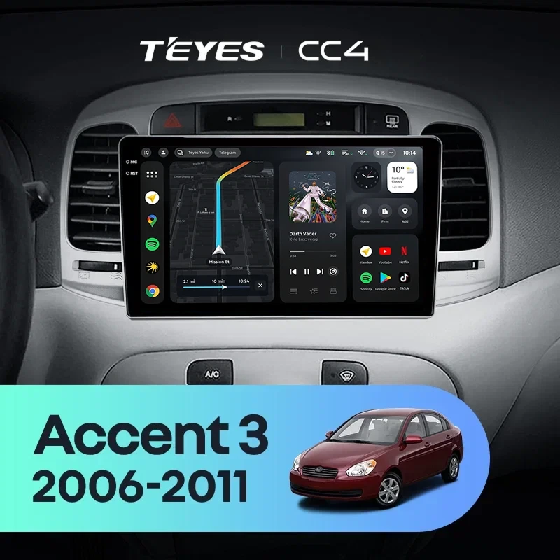 Штатная магнитола Teyes CC4 8/128 Hyundai Accent 3 (2006-2011)