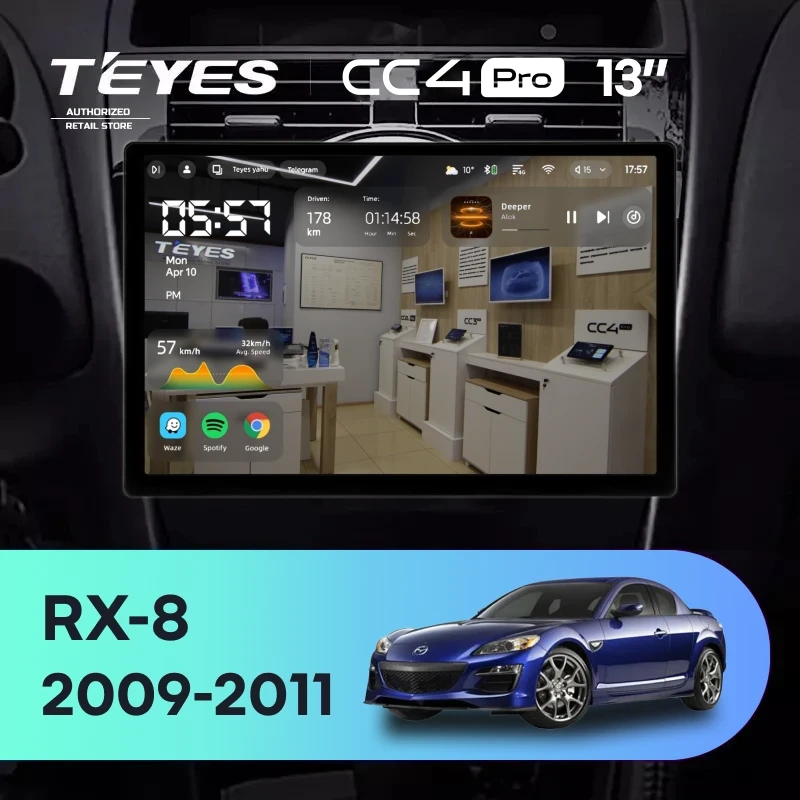 Штатная магнитола Teyes CC4 Pro 12/256 Mazda RX-8 SE (2009-2011) (13")