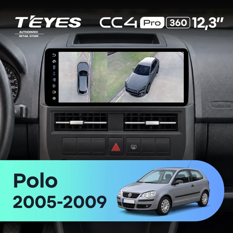 Штатная магнитола Teyes CC4 Pro 12.3" 360 12/256 Volkswagen Polo Mk4 (2005-2009)