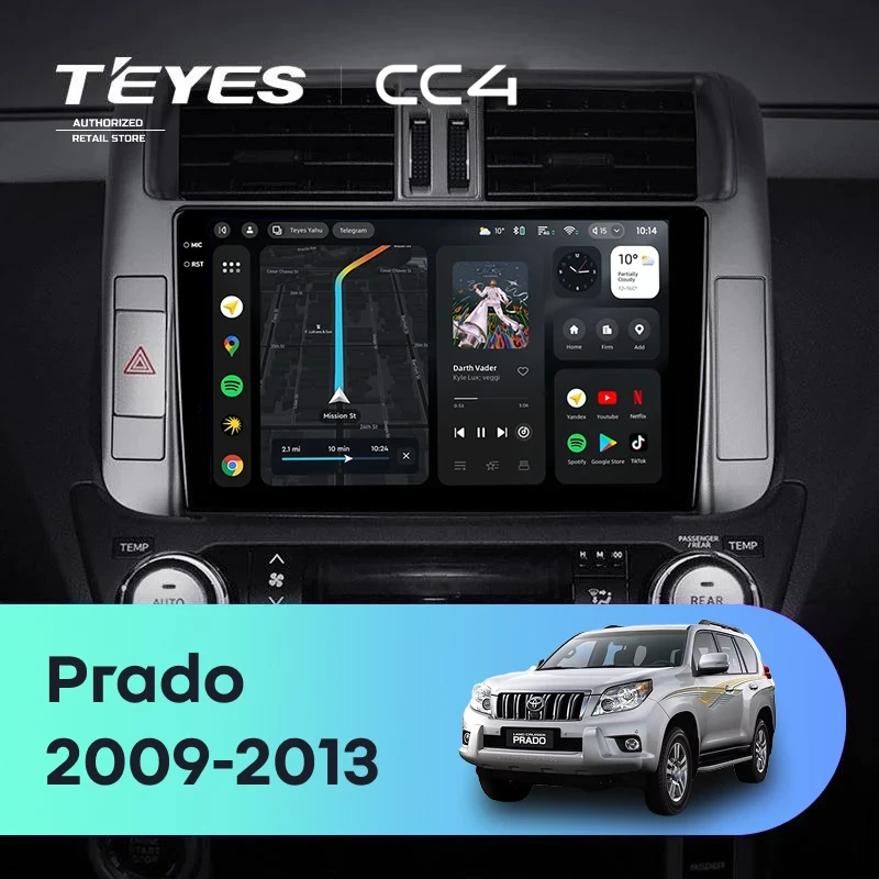 Штатная магнитола Teyes CC4 8/128 Toyota Land Cruiser Prado 150 (2009-2013) F1 Тип-AB
