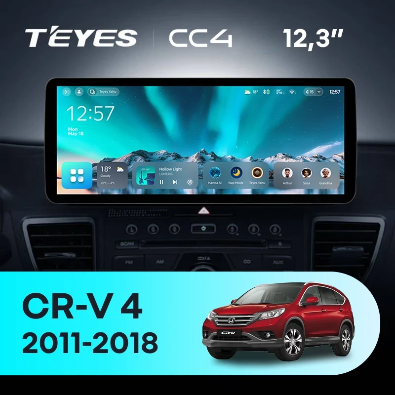 Штатная магнитола Teyes CC4 12.3" 6/64 Honda CR-V 4 RM RE (2011-2018) Тип-B