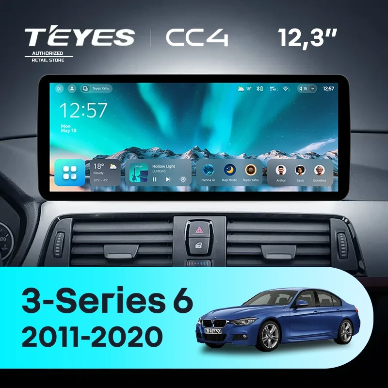 Штатная магнитола Teyes CC4 12.3" 6/64 BMW 3-Series 6 F30 F31 (NBT) (2011-2020) Universal