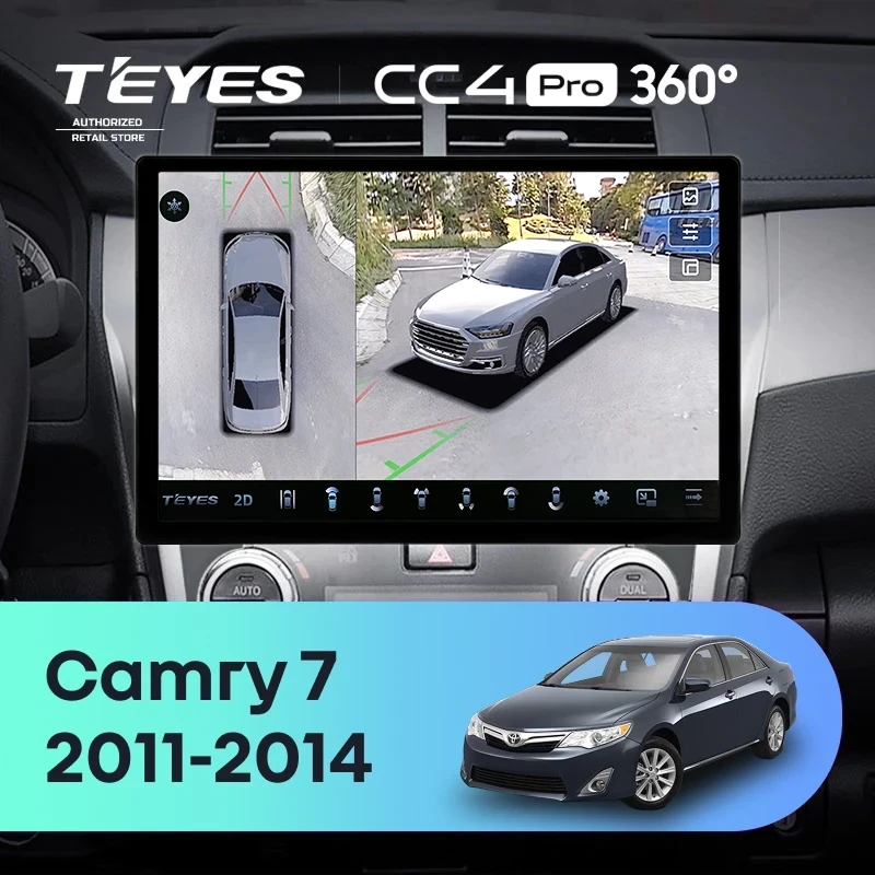 Штатная магнитола Teyes CC4 Pro 360 8/128 Toyota Camry 7 XV 50 55 (2011-2014) (черно-серая) F1 (13")