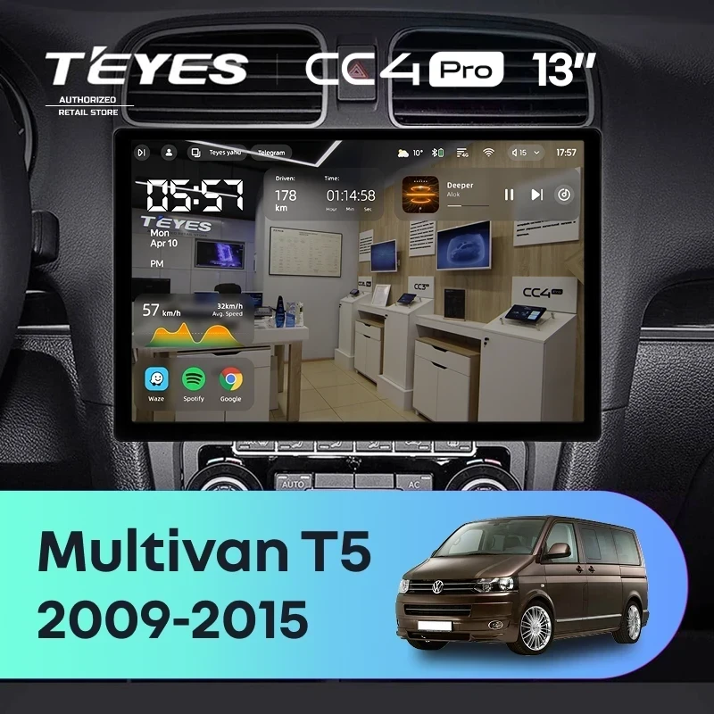 Штатная магнитола Teyes CC4 Pro 8/128 Volkswagen Multivan T5 (2009-2015) (13")
