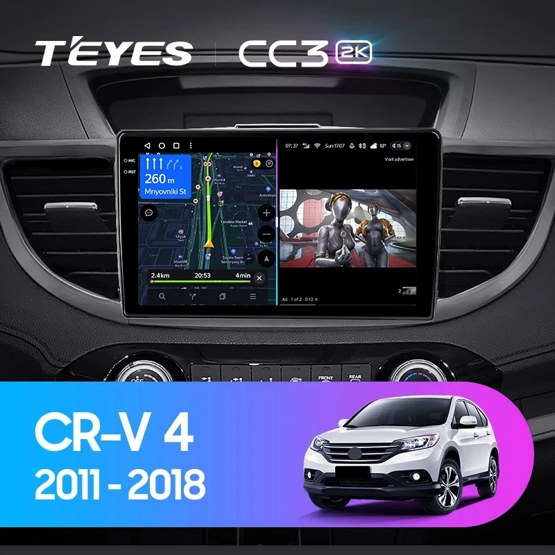 Штатная магнитола Teyes CC3 2K 4/64 Honda CR-V 4 RM RE (2011-2018) Тип-A