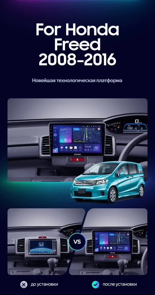 Штатная магнитола Teyes CC3L 4/32 Honda Freed 1 (2008-2016) F1 Правый руль