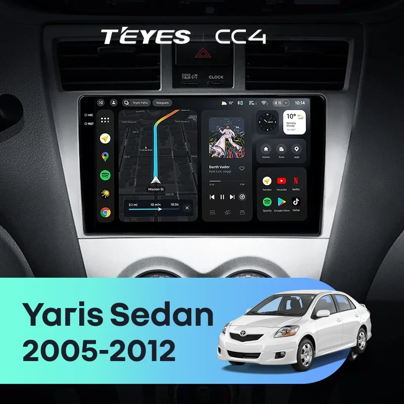 Штатная магнитола Teyes CC4 8/128 Toyota Yaris Sedan (2005-2012)