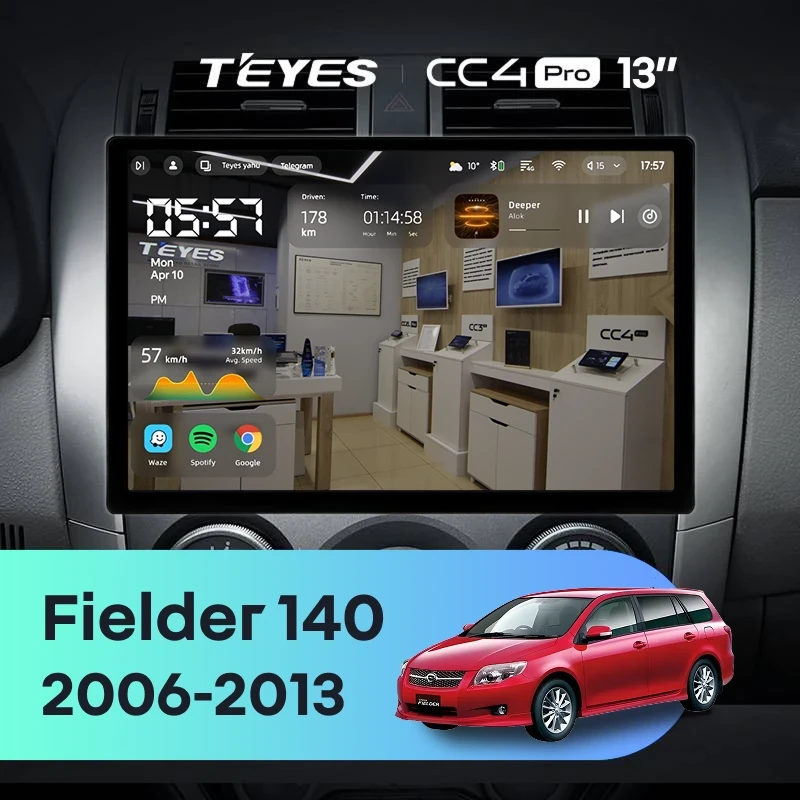 Штатная магнитола Teyes CC4 Pro 12/256 Toyota Corolla Fielder 140 (2006-2013) Тип-B (13")