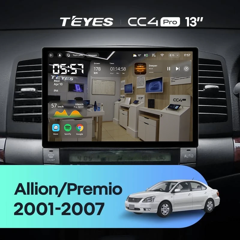 Штатная магнитола Teyes CC4 Pro 8/128 Toyota Allion (2001-2007) (13")