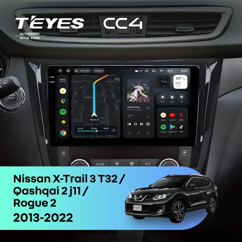 Штатная магнитола Teyes CC4 8/128 Nissan Qashqai 2 J11 (2013-2022) F3 Тип-C