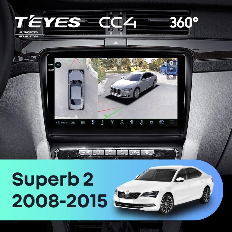 Штатная магнитола Teyes CC4 360 6/64 Skoda Superb 2 B6 (2008-2015) (10 inch Universal)