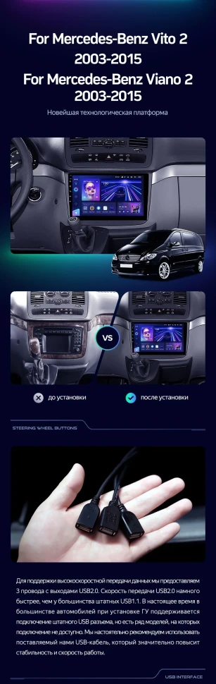 Штатная магнитола Teyes CC3 2K 4/64 Mercedes-Benz Vito W639 (2010-2015)