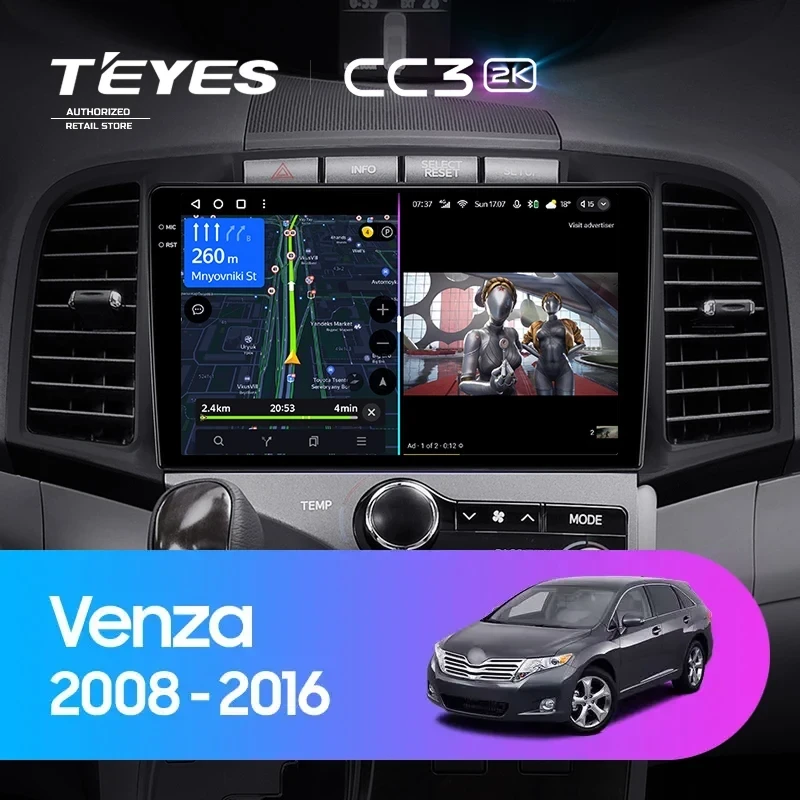 Штатная магнитола Teyes CC3 2K 6/128 Toyota Venza (2008-2016)