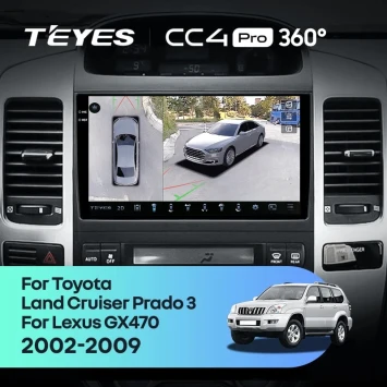 Штатная магнитола Teyes CC4 Pro 360 12/256 Toyota Land Cruiser Prado 120 (2002-2009) F3