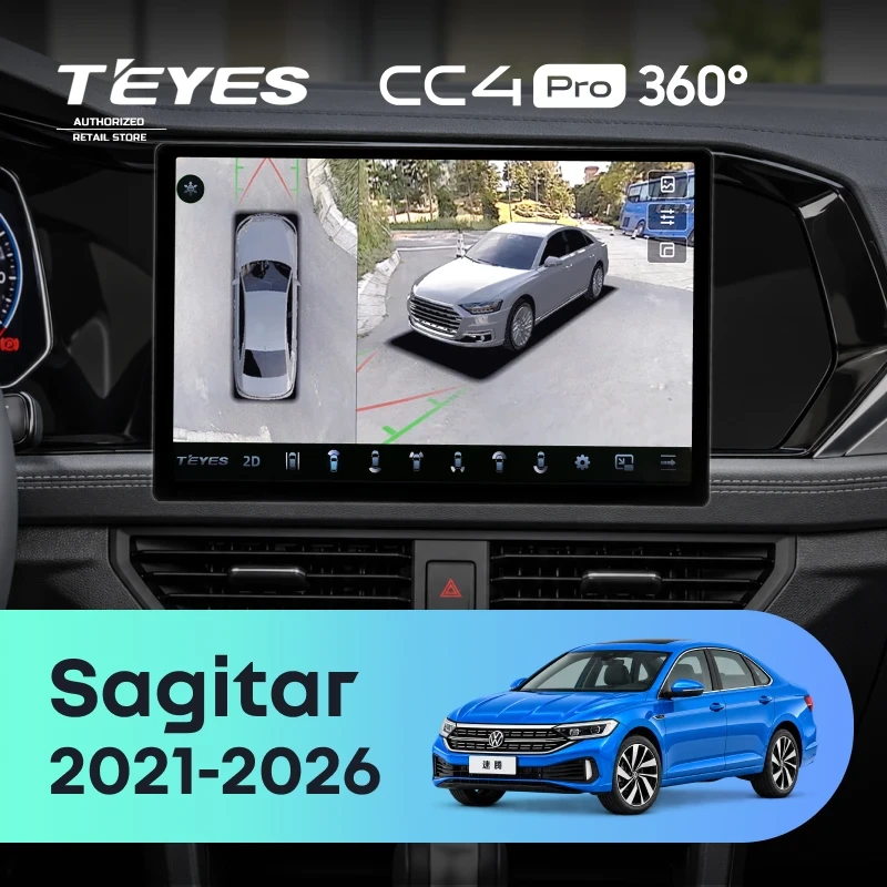 Штатная магнитола Teyes CC4 Pro 360 8/128 Volkswagen Sagitar (2021-2026) (13")