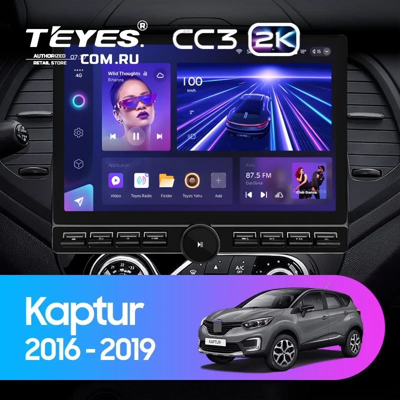 Штатная магнитола Teyes CC3 2K 6/128 Renault Kaptur (2016-2019) F1 (13" с кнопками)