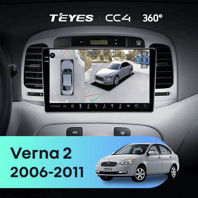 Штатная магнитола Teyes CC4 360 6/64 Hyundai Verna 2 (2006-2011)