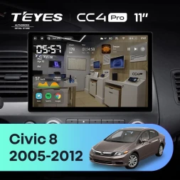 Штатная магнитола Teyes CC4 Pro 8/128 Honda Civic 8 FK FN FD (2005-2012) (11")