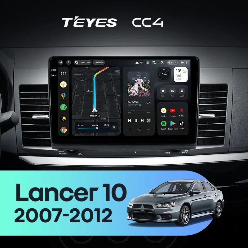 Штатная магнитола Teyes CC4 8/128 Mitsubishi Lancer 10 CY (2007-2012) Тип-A