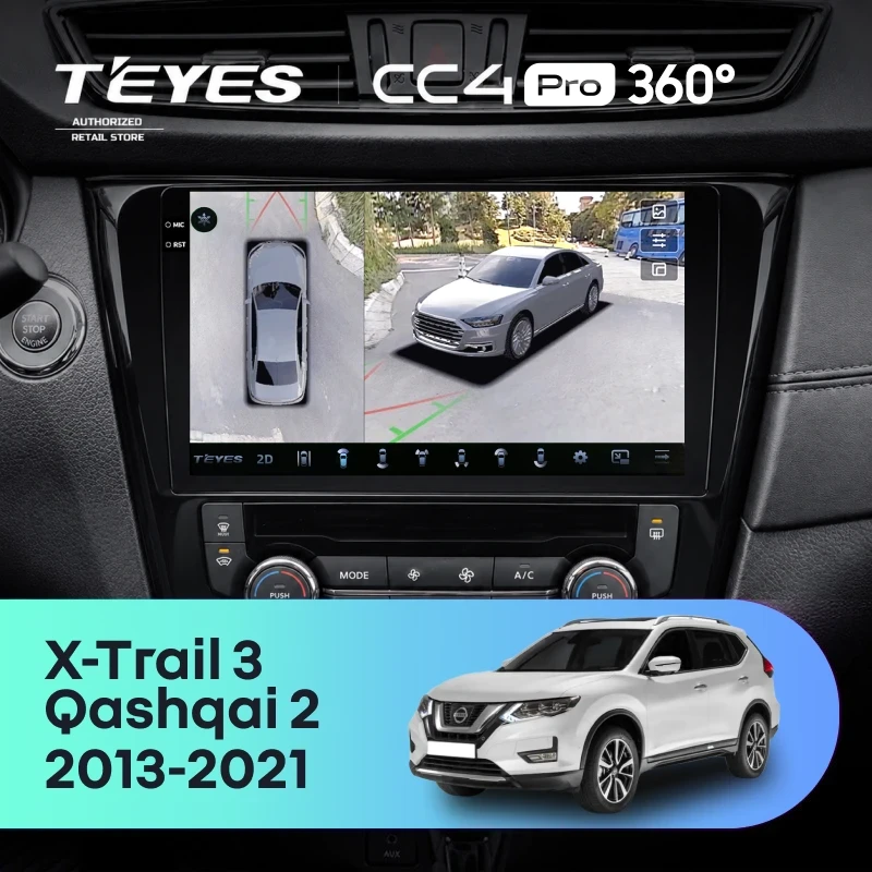 Штатная магнитола Teyes CC4 Pro 360 8/128 Nissan X-Trail 3 T32 (2013-2021) F2 климат контроль Тип-AB