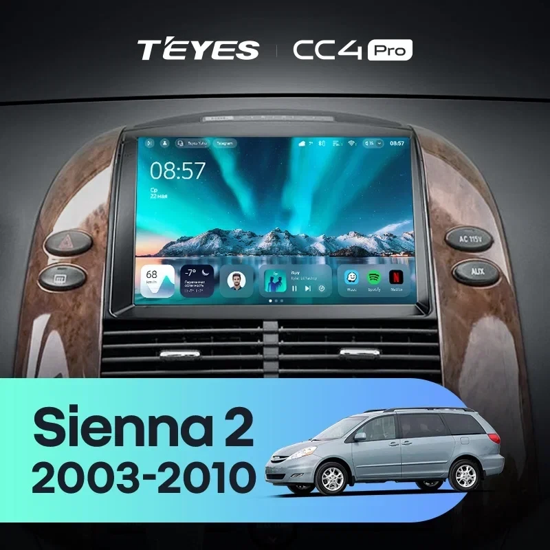 Штатная магнитола Teyes CC4 Pro 8/128 Toyota Sienna 2 II XL20 (2003-2010)
