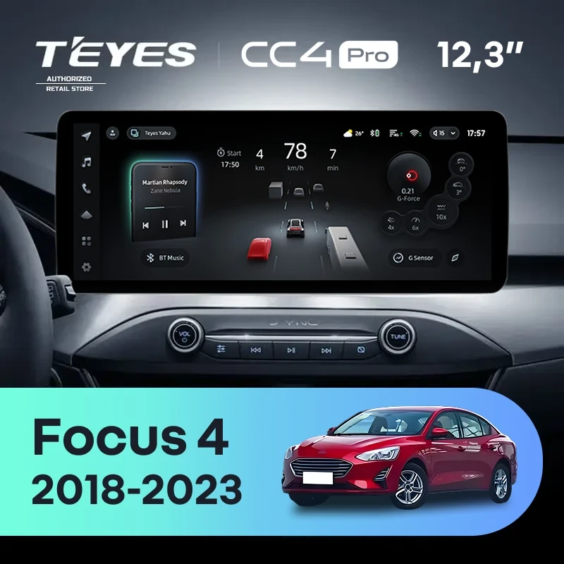 Штатная магнитола Teyes CC4 Pro 12.3" 12/256 Ford Focus 4 Mk 4 (2018-2023)