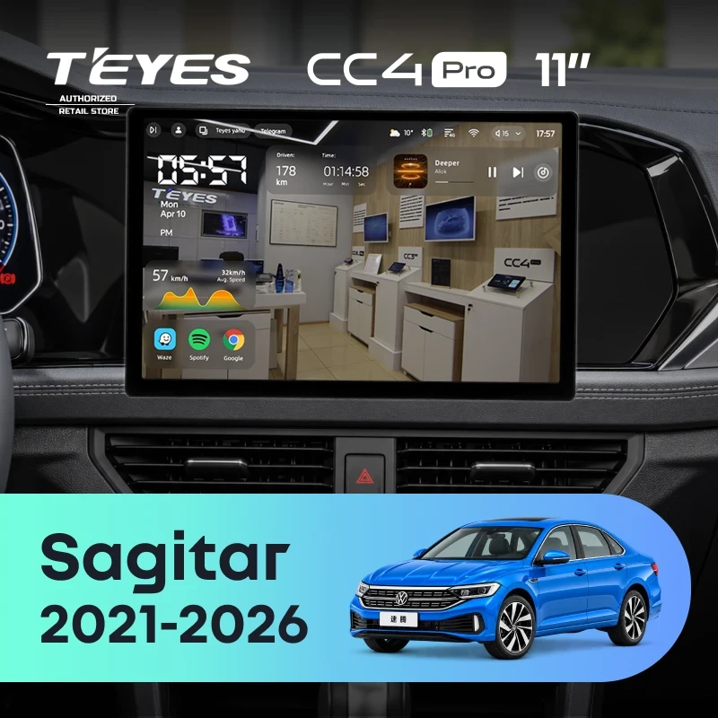 Штатная магнитола Teyes CC4 Pro 8/128 Volkswagen Sagitar (2021-2026) (11")