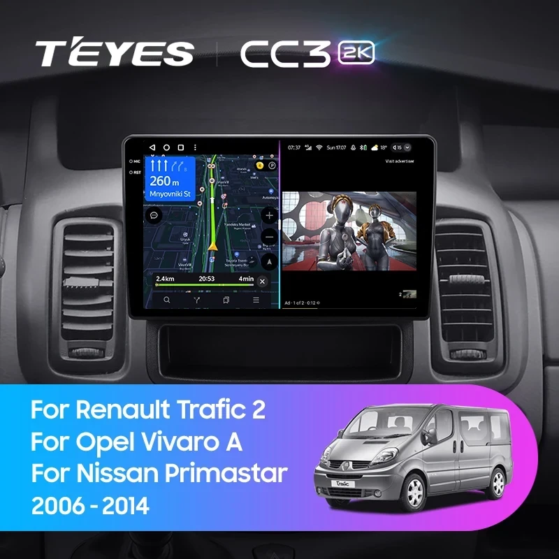 Штатная магнитола Teyes CC3 2K 4/64 Nissan Primastar (2006-2014) Тип-C