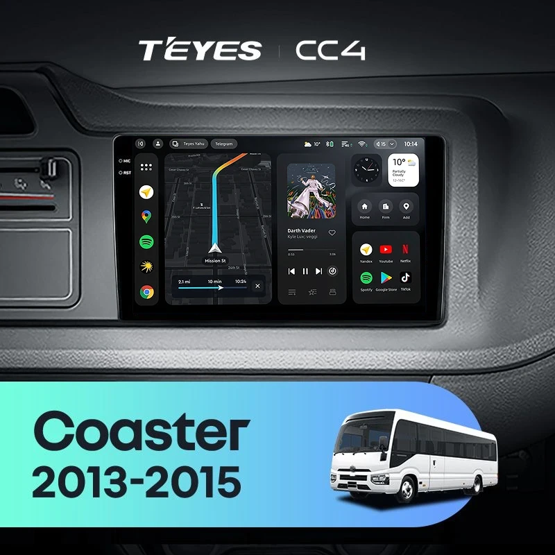 Штатная магнитола Teyes CC4 6/64 Toyota Coaster (2013-2015)